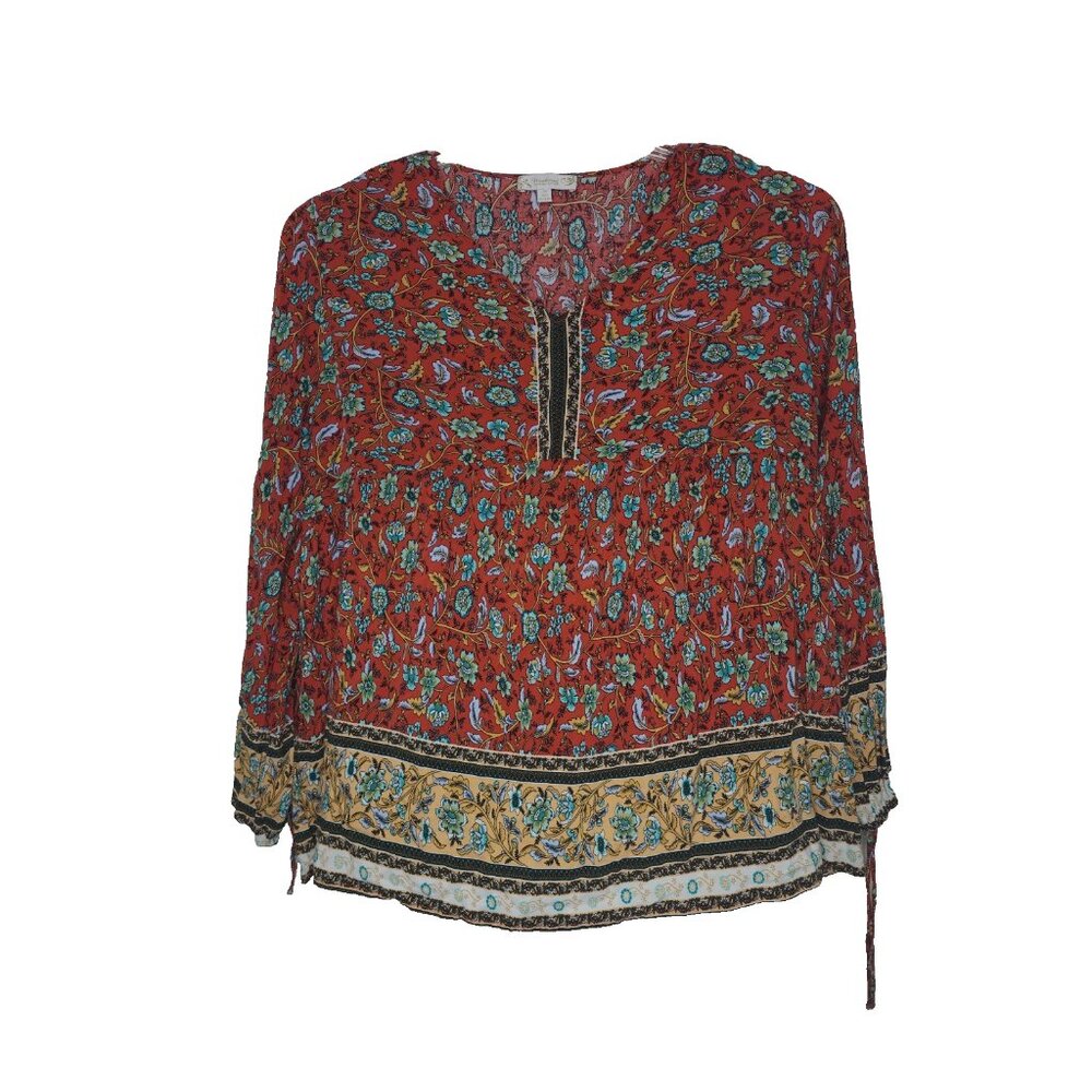 Weekend Suzanne Betro  Floral Peasant Boho Top Size 4X Boho Hippie
